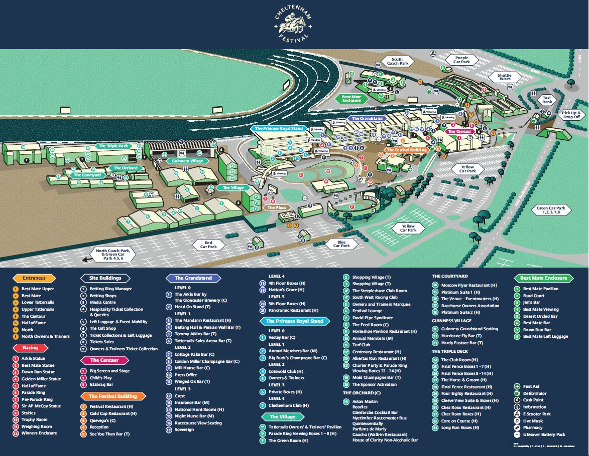 cheltenham festival hospitality map