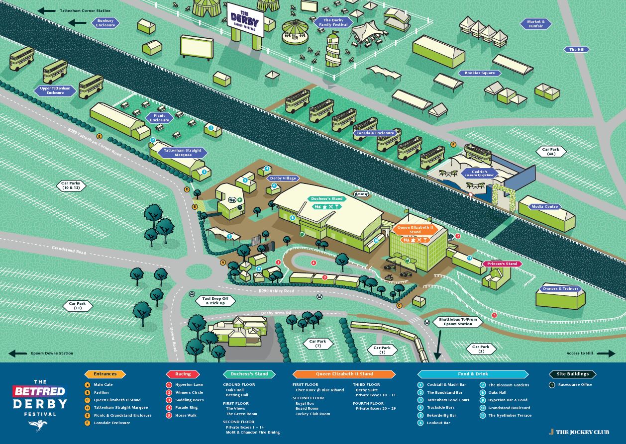 epsom derby festival map