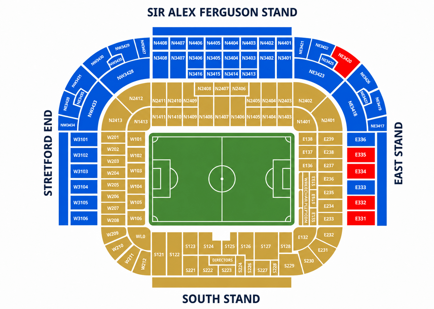 east stand upper tier old trafford